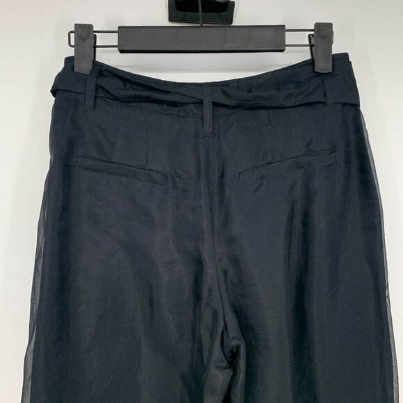 Anthropologie Pants Silk Organza Wide Leg Tie Waist Black NWT - Picture 13 of 14